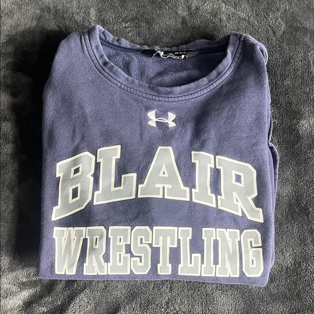 Vintage Under Armour Men’s Navy 'Blair Wrestling' Crewneck Sweatshirt